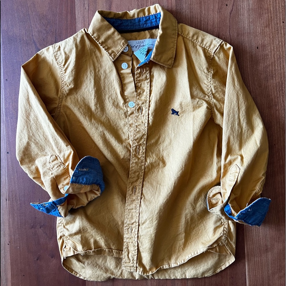 H&M Size 3-4 Mustard Yellow Button down shirt